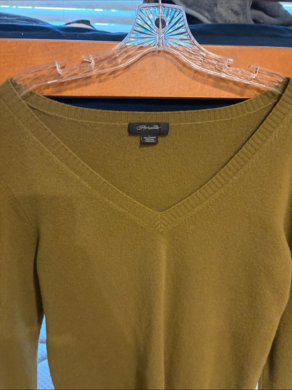 Olive V-Neck Sweater by Dana Buchman